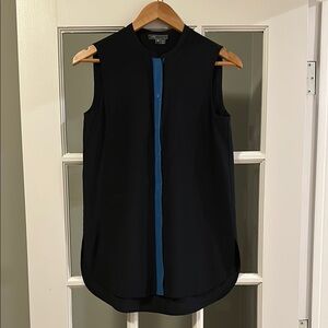 Black Sleeveless Top with Blue Accent